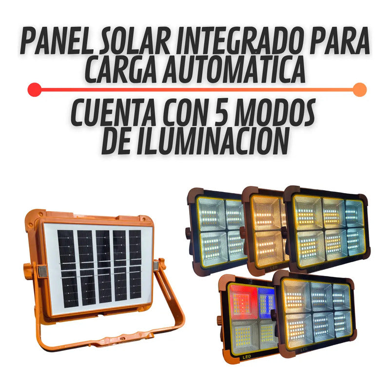 Lampara De Emergencia Foco Solar Recargable Led Camping Color Naranja