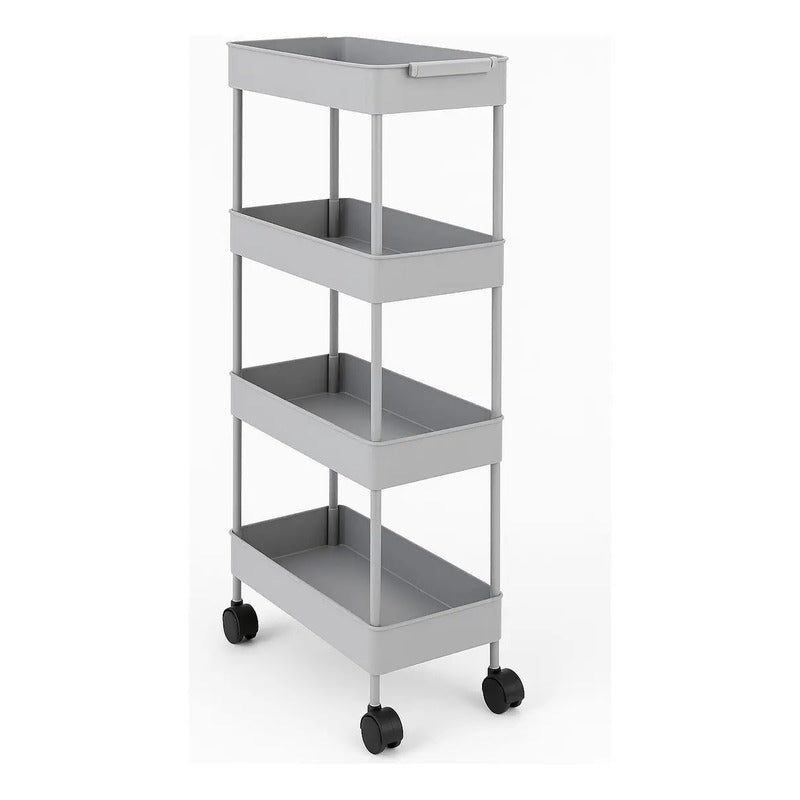 Estante Organizador 4 Niveles Con Ruedas Tecnishop Cocina Baño Oficina Blanco