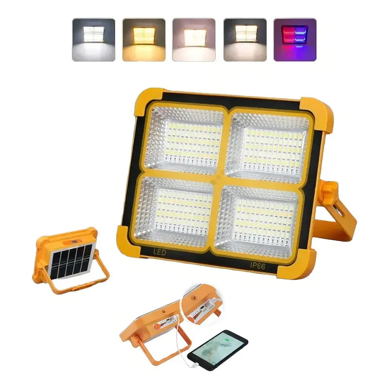 Lampara De Emergencia Foco Solar Recargable Led Camping Reflectores Roro Naranja