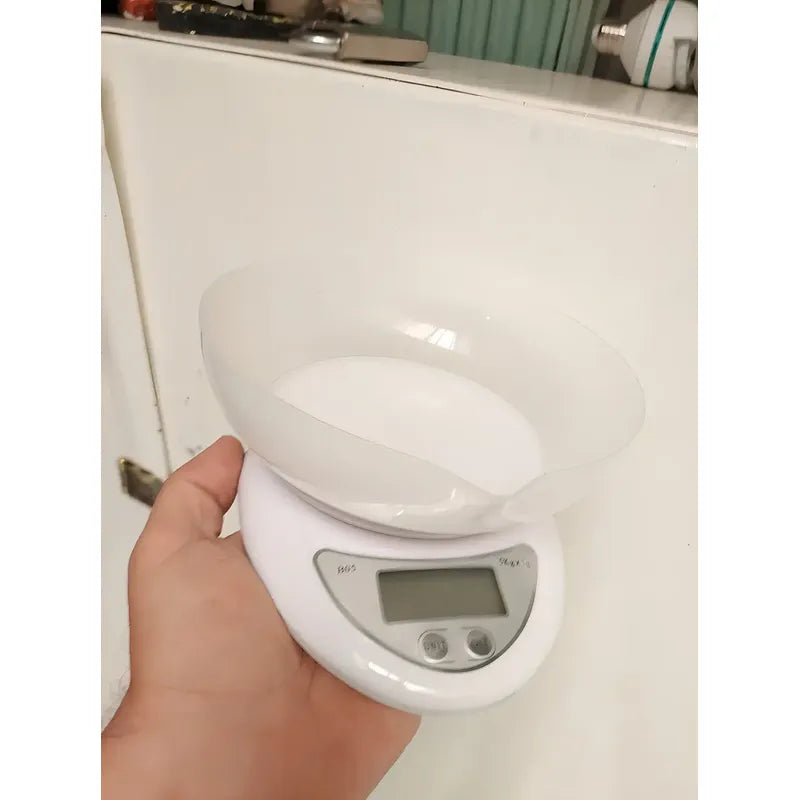 Pesa Digital Mini Gramera Recipiente Bowl Cocina 5 Kilos 1gr Capacidad Máxima 5 Kg Color Blanca Blanco