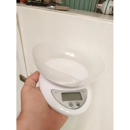 Pesa Digital Mini Gramera Recipiente Bowl Cocina 5 Kilos 1gr Capacidad Máxima 5 Kg Color Blanca Blanco