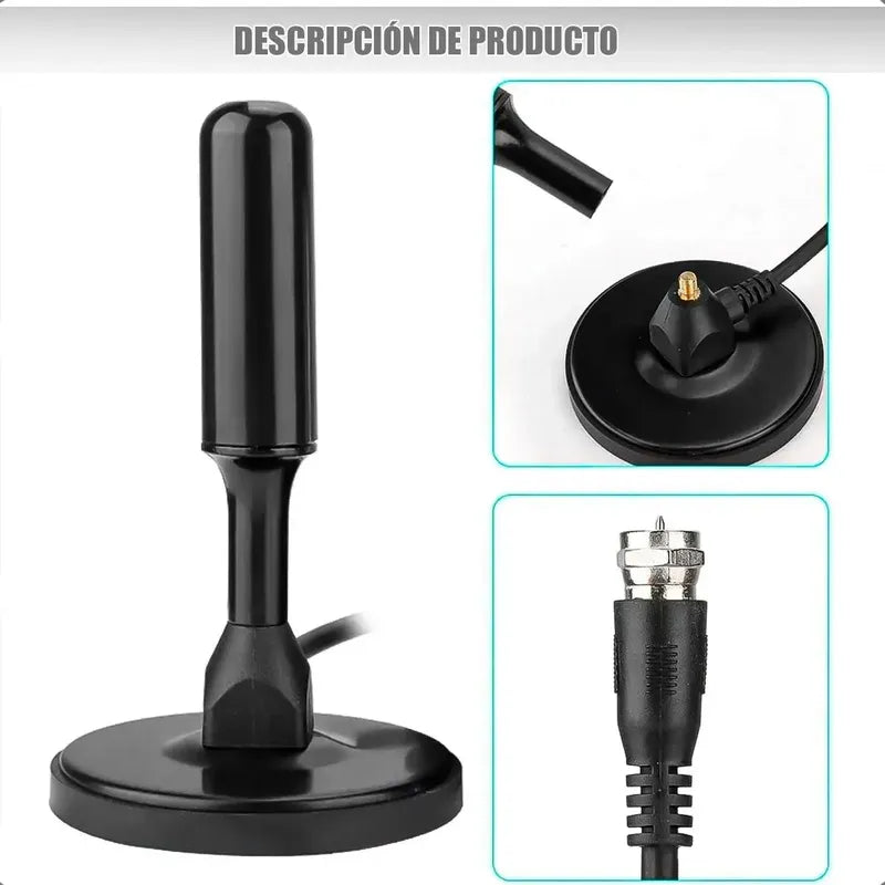 Antena Digital Para Tv De Exterior E Interior, Con Cable De 5 M Negro