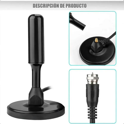 Antena Digital Para Tv De Exterior E Interior, Con Cable De 5 M Negro