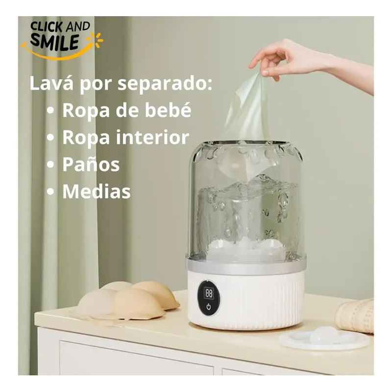 Mini Lavarropas Portátil De Carga Superior Para Ropa Delicada Y Bebé Con Usb Blanco