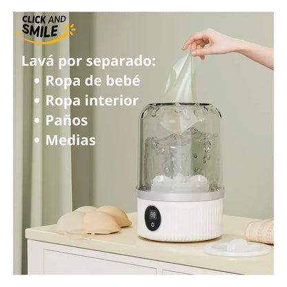 Mini Lavarropas Portátil De Carga Superior Para Ropa Delicada Y Bebé Con Usb Blanco