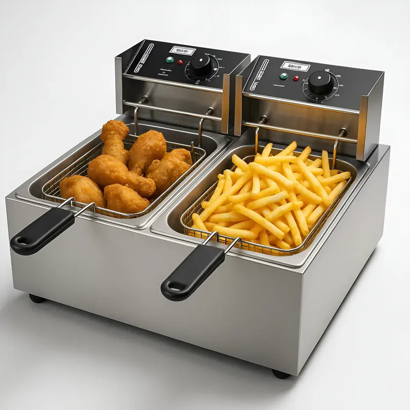 Freidora Electrica Eoland Capacidad 12 Litro Aceite Industrial Papas Fritas Plateado 50hz