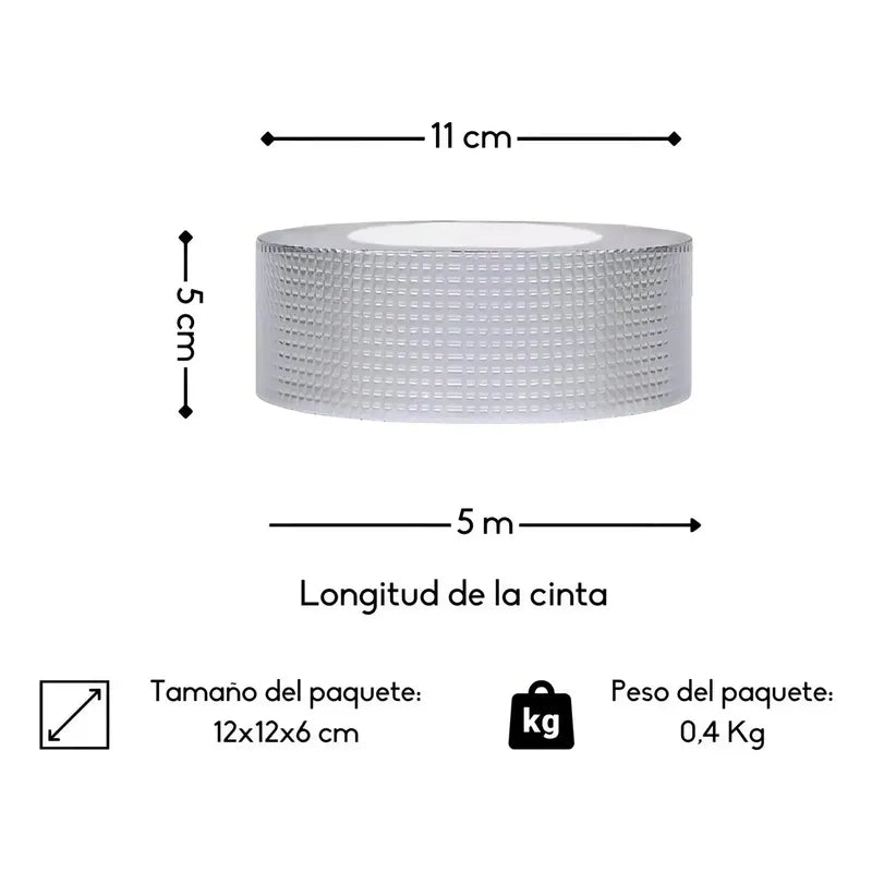 Adhesivo Cinta Tapagotera Techo Sellador Impermeabl 5cm X 5m Plateado