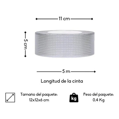 Adhesivo Cinta Tapagotera Techo Sellador Impermeabl 5cm X 5m Plateado