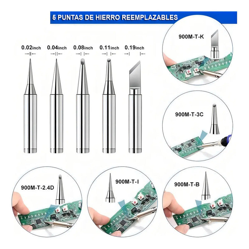 Kit Soldador De Estaño Eléctrico 60w Tipo Lápiz Temperatura Ajustable Genérica