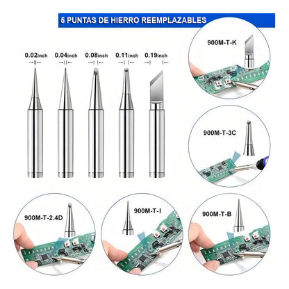 Kit Soldador De Estaño Eléctrico 60w Tipo Lápiz Temperatura Ajustable Genérica