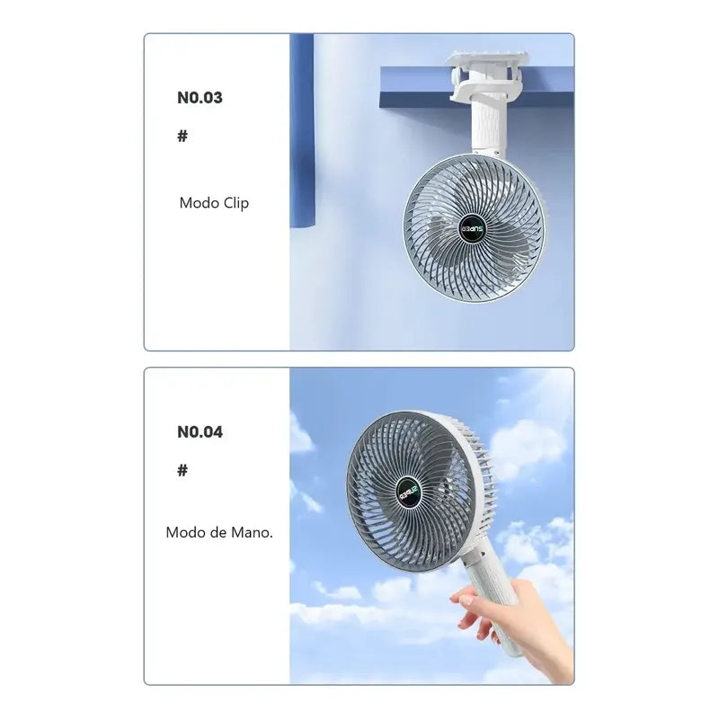 Miniventilador Super Usb Con Clip Silencioso 3 Velocidades Acero Blanco 49 Cm Plástico