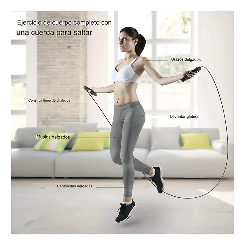 Cuerda Para Saltar Cardio Crossfit Deporte Velocidad Color Negro