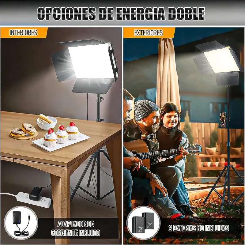 Panel Led Arcashopping Regulable Para Fotografía Y Video, 2500k A 6500k Negro Blanco Cálido