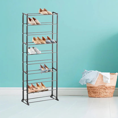 Rack Zapatero Organizador 30 Pares Tenis Zapatos 10 Niveles Color Negro