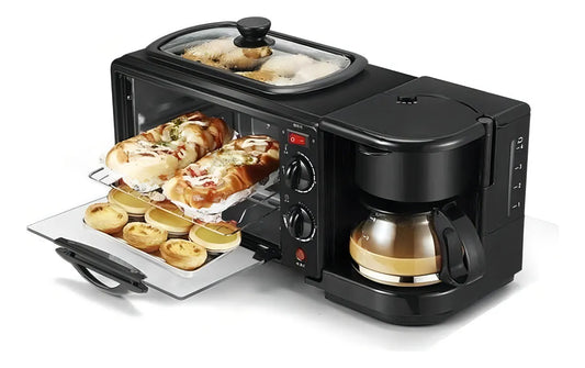 Maquina De Desayuno 3 En 1 Multinacional Horno Freír Color CAFETERA