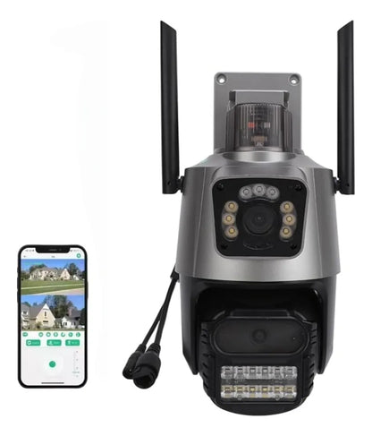 Camara de Seguridad Wifi Exterior 8Mp Doble Lente Alarma