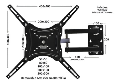 Soporte Tv Brazo Home Desing - 117B-2 14 a 55 Pulgadas Peso Max 50kg Color Negro