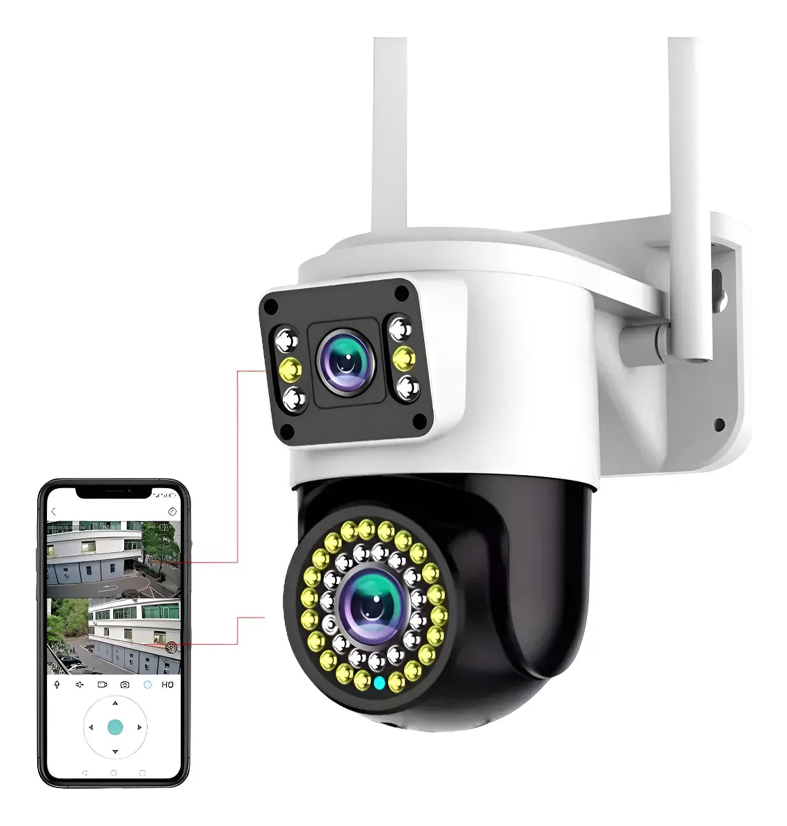 Cámara Wifi Seguridad Ip Exterior Doble Lente Wifi Exterior Blanco
