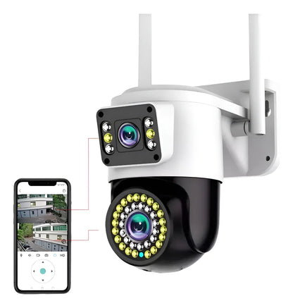 Cámara Wifi Seguridad Ip Exterior Doble Lente Wifi Exterior Blanco