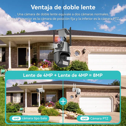 Camara de Seguridad Wifi Exterior 8Mp Doble Lente Alarma
